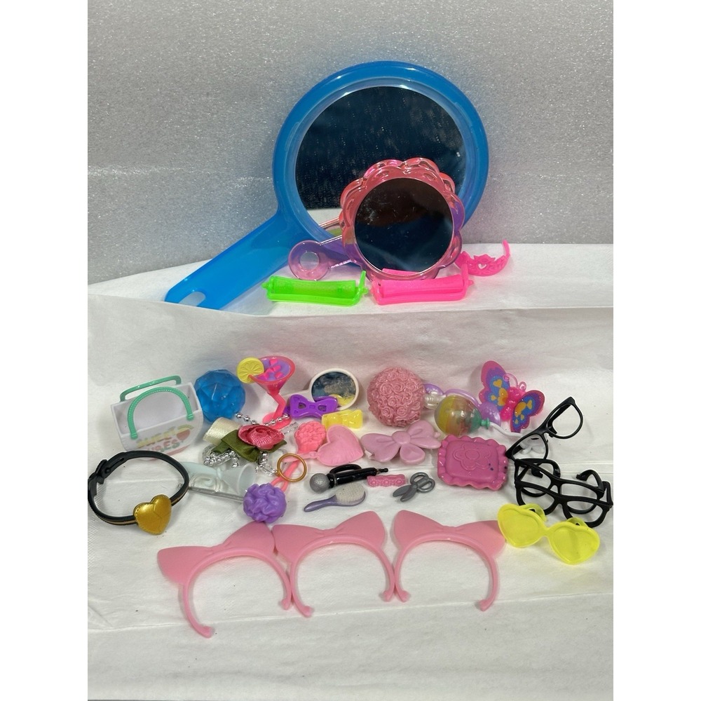 Doll Accessories Mirror Glasses Hair Drinks Lol Barbie Doll Mixture Lot 35 Items